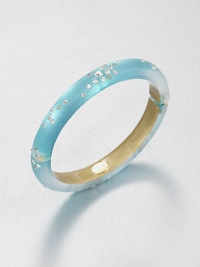 From the Lucite Wanderlust Collection. A trim bangle of hand-sculpted, hand-painted Lucite with shimmering Swarovski crystals.CrystalLuciteDiameter, about 2.5Width, about .5Hinged, with magnetic closureMade in USA From the Lucite Wanderlust Collection. A trim bangle of hand-sculpted, hand-painted Lucite with shimmering Swarovski crystals.CrystalLuciteDiameter, about 2.5Width, about .5Hinged, with magnetic closureMade in USA