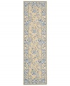 Attractive floral images make this country-style rug a delightful addition to any room. Woven from plush wool, the Country Heritage rug features a muted yellow field, speckled with beautiful blues and whites.