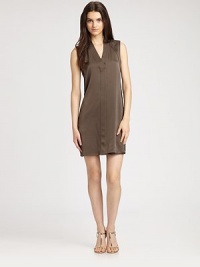 Sumptuous washed silk in a well-appointed sleeveless sheath.V-neckSleevelessRaglan shouldersPleated front placketBack princess seamsSilkDry cleanImportedModel shown is 5'9½ (176cm) wearing US size 4. Sumptuous washed silk in a well-appointed sleeveless sheath.V-neckSleevelessRaglan shouldersPleated front placketBack princess seamsSilkDry cleanImportedModel shown is 5'9½ (176cm) wearing US size 4.