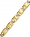 A strong style crafted from rectangular-shaped links shines with the addition of round-cut diamonds (1/4 ct. t.w.). Set in gold ion-plated stainless steel. Approximate length: 8-1/2 inches.