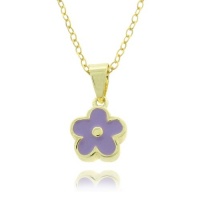Lily Nily 18k Gold Overlay Children's Purple Enamel Flower Pendant Necklace Lily Nily 18k Gold Overlay Children's Purple Enamel Flower Pendant Necklace
