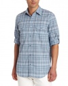 Calvin Klein Sportswear Men's Long Roll-Up Sleeve Madras Plaid Lightweight Poplin