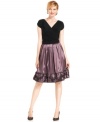 SL Fashions' dress is party-ready with ruching, a full pleated skirt and pretty applique detail at the hem.