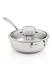 Feeling saucy? Prep quick, dish it out & clean up easily with this stainless steel dishwasher-safe kitchen essential, which is ideal for melting butter, prepping gravies and more. With an aluminum encapsulated impact-bonded base, this saucier heats up fast & evenly with a bell-shaped body that enhances moisture circulation for tender, flavor-rich results. Limited lifetime warranty. Feeling saucy? Prep quick, dish it out & clean up easily with this stainless steel dishwasher-safe kitchen essential, which is ideal for melting butter, prepping gravies and more. With an aluminum encapsulated impact-bonded base, this saucier heats up fast & evenly with a bell-shaped body that enhances moisture circulation for tender, flavor-rich results. Limited lifetime warranty.