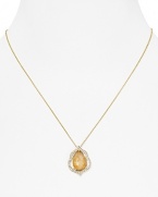 Inspired by the simplicity of colored gem stones, Nadri's crystal-rimmed pendant necklace is an eye-catching adornment that you'll wear now and treasure forever.