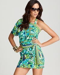 Dare to bare it with this cut out one piece from Trina Turk. Its bold, '60's-inspired print and revealing details define statement making, so wear this suit to make waves. Dare to bare it with this cut out one piece from Trina Turk. Its bold, '60's-inspired print and revealing details define statement making, so wear this suit to make waves.
