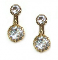 Catherine Popesco 14K Gold Plated Petite Clip Dangle Earrings with Clear Swarovski Crystals