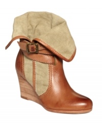 Take on any adventure in these striking, voluminous fold-down booties from Frye. Melding irresistible contrasting tones with a powerful stacked wedge, these booties are prepped to conquer anything. Take on any adventure in these striking, voluminous fold-down booties from Frye. Melding irresistible contrasting tones with a powerful stacked wedge, these booties are prepped to conquer anything.