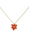 Gold Tone With Orange Flower Necklace Gold Tone With Orange Flower Necklace