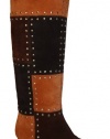 Michael Kors Bromley Women's Suede Patchwork Luggage Stud Tall Boot US 7.5