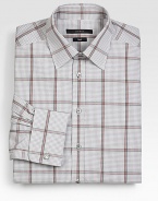 A fitted, tailored silhouette modernizes this check patterned, cotton dress shirt.Button-frontPoint collarCottonMachine washMade in Italy