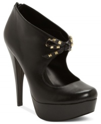 Transform your outfit with the season's hottest embellishments. Gold studs add flashy style to Truth or Dare by Madonna's Saniya platform shooties. Transform your outfit with the season's hottest embellishments. Gold studs add flashy style to Truth or Dare by Madonna's Saniya platform shooties.