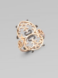 A beautifully intricate, 18k rose gold design accented in rich black diamonds. 18k rose goldBlack diamonds, .3 tcwImported A beautifully intricate, 18k rose gold design accented in rich black diamonds. 18k rose goldBlack diamonds, .3 tcwImported