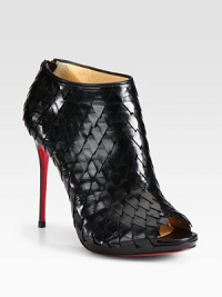 Layers of scaled leather adorn this sultry peep toe design. Self-covered heel, 4¼ (110mm)Covered platform, ½ (15mm)Compares to a 3¾ heel (95mm)Leather upperBack zipperPeep toeLeather lining and solePadded insoleMade in ItalyOUR FIT MODEL RECOMMENDS ordering one size up as this style runs small. Layers of scaled leather adorn this sultry peep toe design. Self-covered heel, 4¼ (110mm)Covered platform, ½ (15mm)Compares to a 3¾ heel (95mm)Leather upperBack zipperPeep toeLeather lining and solePadded insoleMade in ItalyOUR FIT MODEL RECOMMENDS ordering one size up as this style runs small.