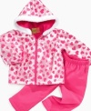 She'll heart this loveable windbreaker jacket and wind pants set by Penelope Mack.