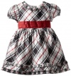 Hartstrings Girls 2-6X Toddler Shantung Family Plaid Dress, Black/White Plaid, 2T