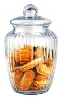 4 X 10 Ribbed Retro Glass Cookie Jar with Lid 4 X 10 Ribbed Retro Glass Cookie Jar with Lid