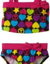 Pink Platinum Baby-Girls Infant Piece N Heart 2 Piece Swimsuit, Fuschia, 12 Months