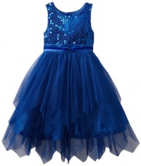 Bloome Girls 7-16 Sequin Handkerchief Hem Occasion Dress, Blue, 7