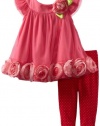 Sweet Heart Rose Baby-girls Infant Mesh Babydoll Legging Set, Pink, 12 Months