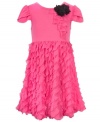 Rich ruffles. Frilly layers fall gracefully down the skirt of this eyelash dress from Rare Editions, floaty, twirlable fashion.