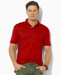 Short-sleeved polo shirt cut for a comfortable, classic fit.