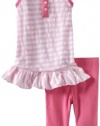 Splendid Littles Baby-Girls Infant Mini Rugby Stripe Tunic Legging Set, Pink Ribbon, 3-6 Months