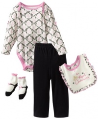 Vitamins Baby-girls Infant Her Royal Cuteness 4 Piece Creeper Pant Set, Black, 12 Months Vitamins Baby-girls Infant Her Royal Cuteness 4 Piece Creeper Pant Set, Black, 12 Months