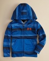 A full zip hoodie adorned with Under Armour's logo, this cozy fleece piece keeps your young athlete warm and stylish.