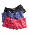 For the love of sparkle. JT Intimates added metallic shimmer to these adorable hipsters with lace hearts. Style #20111LBX