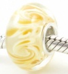 Cream Swirls Glass Bead Murano Fits European Charms, Pandora, Trollbeads Chamilia,silverado,biagi Bracelets
