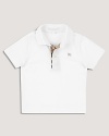 A classic short sleeve polo with a check lined half placket.