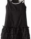 Bloome Girls 7-16 Knit Dress With Pearl Necklace, Black, 8