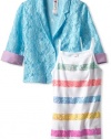 Beautees Girls 7-16 2 For Blazer With Stripe Top, Miami Blue, Medium