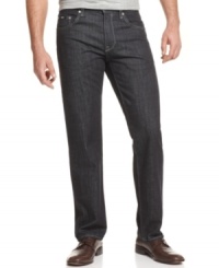 In a dynamic dark wash, these jeans from Hugo Boss can go from a casual office look to after-hours in no time flat. In a dynamic dark wash, these jeans from Hugo Boss can go from a casual office look to after-hours in no time flat.