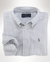 A preppy long-sleeved sport shirt in cotton oxford, washed for well-worn softness.