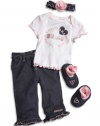 GUESS Kids Girls Newborn Girls Tee and Pant Set (0-9m), WHITE (0/3M)