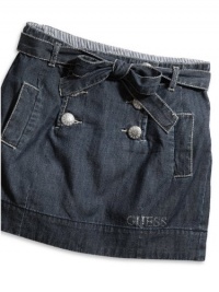 GUESS Kids Girls Big Girl Denim Skirt with Buttons, DARK STONEWASH (12) GUESS Kids Girls Big Girl Denim Skirt with Buttons, DARK STONEWASH (12)