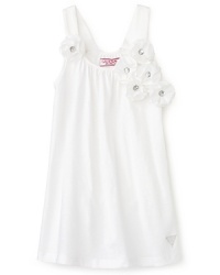 Tonal flowers adorned with glittering gems set this sweet sleeveless swing top apart from her collection of basics. Tonal flowers adorned with glittering gems set this sweet sleeveless swing top apart from her collection of basics.