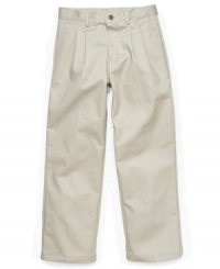 These uniform-friendly twill pants from Izod offer handsome style in a roomier package! These uniform-friendly twill pants from Izod offer handsome style in a roomier package!
