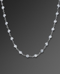 Crafted in platinum over sterling silver and embellished with sparkling cubic zirconias (13 ct. t.w.), CRISLU's long necklace is both timeless and versatile. Approximate length: 18 inches. Crafted in platinum over sterling silver and embellished with sparkling cubic zirconias (13 ct. t.w.), CRISLU's long necklace is both timeless and versatile. Approximate length: 18 inches.