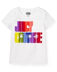 You'll both be delighted with the 80's retro print on this quality cotton tee from Juicy Couture You'll both be delighted with the 80's retro print on this quality cotton tee from Juicy Couture