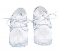 Lauren Madison Baby boy or girl Christening Baptism Special occasion Infant Satin Shoes With Embroidered Cross On The Toe Lauren Madison Baby boy or girl Christening Baptism Special occasion Infant Satin Shoes With Embroidered Cross On The Toe