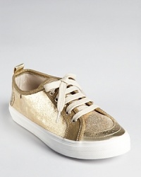 Trimmed with metallic canvas, Juicy couture updates a classic look to suit your little girl's discerning taste. Trimmed with metallic canvas, Juicy couture updates a classic look to suit your little girl's discerning taste.