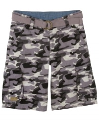 Don't lose sight of fun fashion with these camouflaged cargo shorts from Levi's. Don't lose sight of fun fashion with these camouflaged cargo shorts from Levi's.
