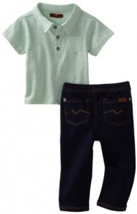 7 For All Mankind Baby-Boys Infant Polo Denim Set, Jaspr Gren/nol, 12 Months 7 For All Mankind Baby-Boys Infant Polo Denim Set, Jaspr Gren/nol, 12 Months