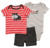 Carters Boys Newborn-12 Months 3 Piece Striped Bulldog Shorts Set