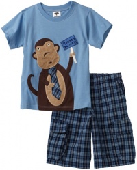 Mulberribush Boys 2-7 Monkey Business-Applique Set With Plaid 4 Pocket Cargo Short, Storm, 7 Mulberribush Boys 2-7 Monkey Business-Applique Set With Plaid 4 Pocket Cargo Short, Storm, 7