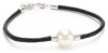 Majorica 12mm White Pearl on Black Leather Cord Bracelet