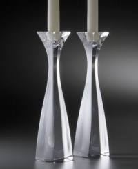 With a design inspired by a pristine forest waterfall these candlesticks have delicate curves and elegant edges that cast light on every corner of the room. With a design inspired by a pristine forest waterfall these candlesticks have delicate curves and elegant edges that cast light on every corner of the room.